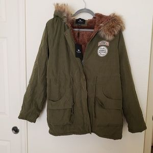 Escalier Parka with faux fur trim - US size 14 NWT